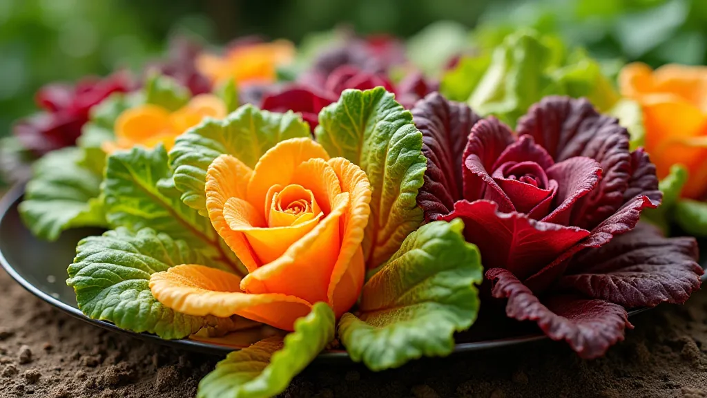 Tri-color chard growing in a garden