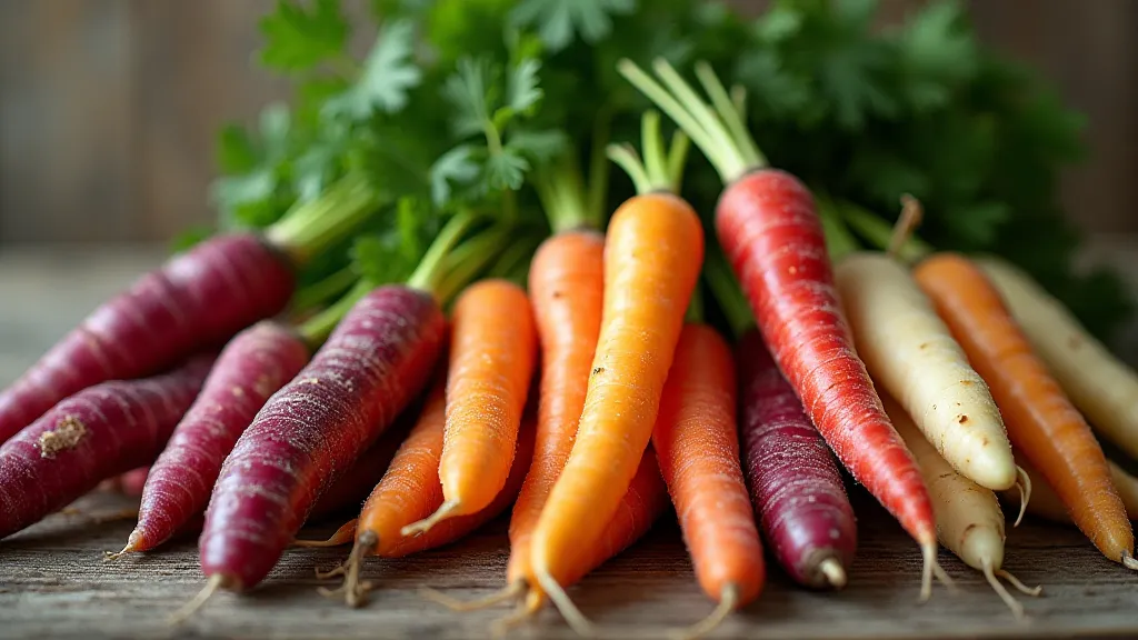 Harvested rainbow carrots