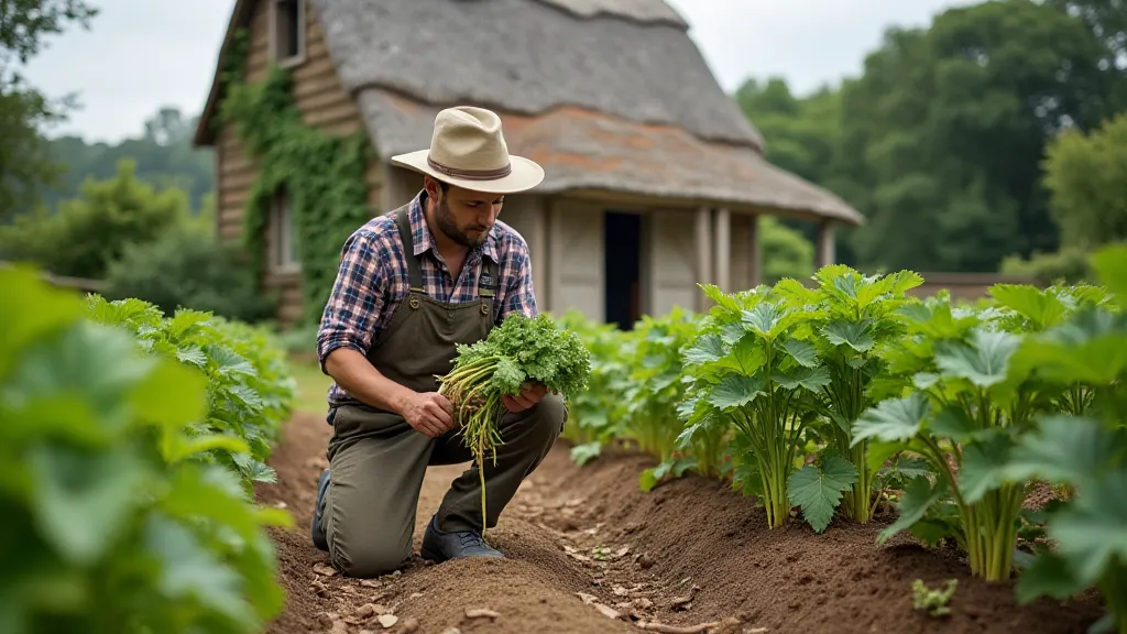 Gardener harvesting golden beets