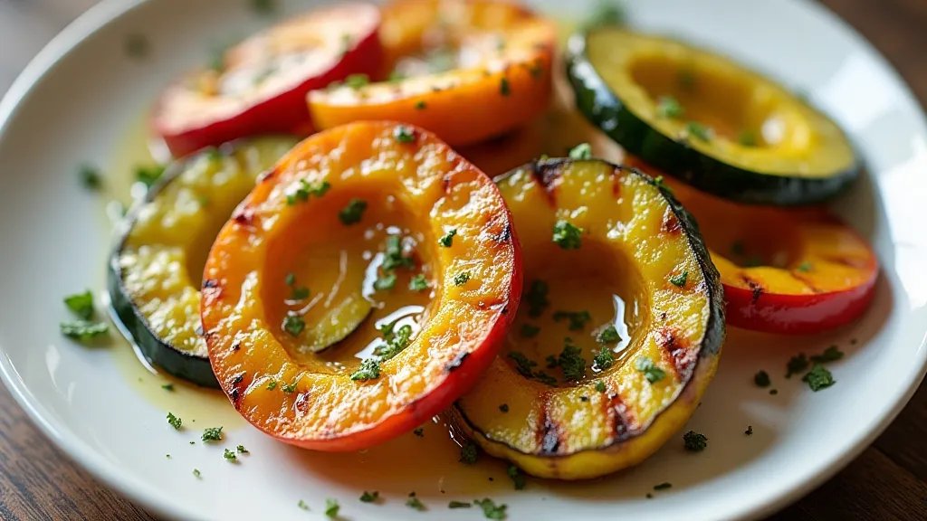 Grilled Kaleidoscope squash on a plate