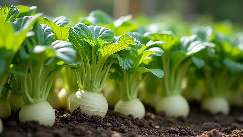 Row of Kohlrabi Plants