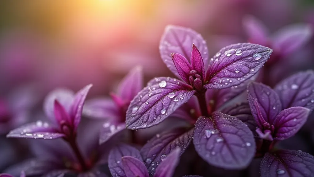 Close-up of purple basil leaves