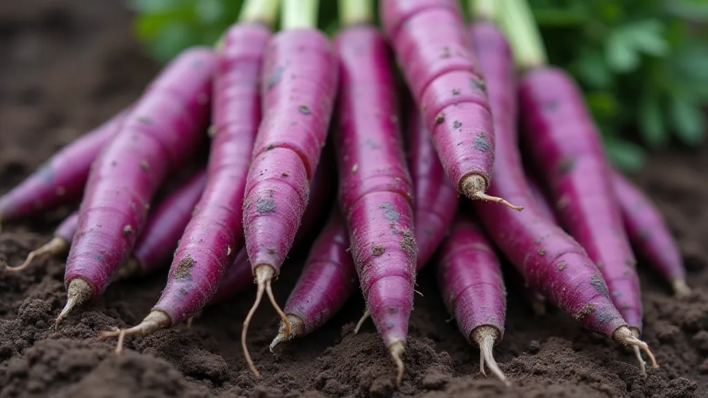 Purple carrots freshly harvested