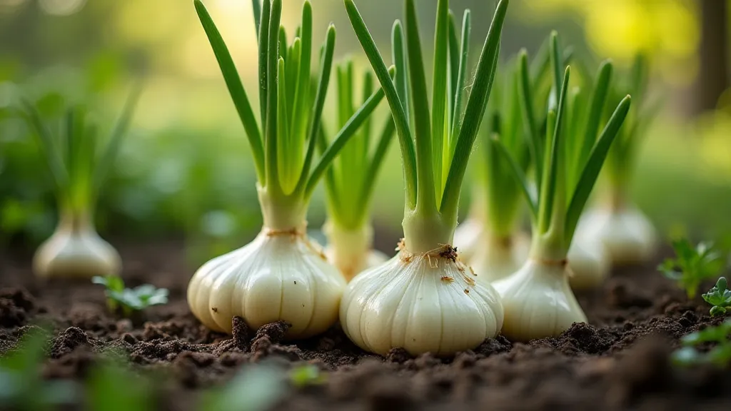 White King onions in a garden bed